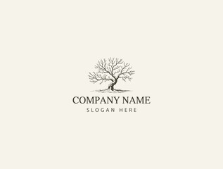 Obraz premium Vintage Engraved Illustration of a sakura tree Elegant Logo Design