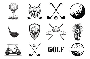 Vintage Golf Clipart Elements Set