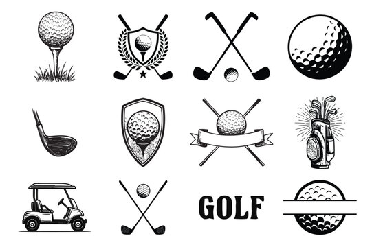 Vintage Golf Clipart Elements Set - Powered by Adobe