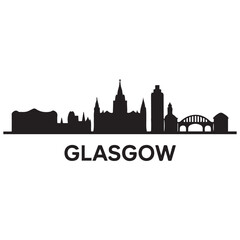 Obraz premium Glasgow City skyline horizontal banner. Glasgow City, Scotland. Vector template for your design. Vector black silhouette. with white background