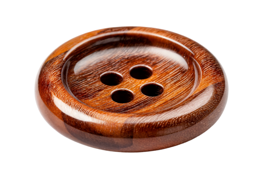 Shiny Dark Brown Wooden Button with Four Holes