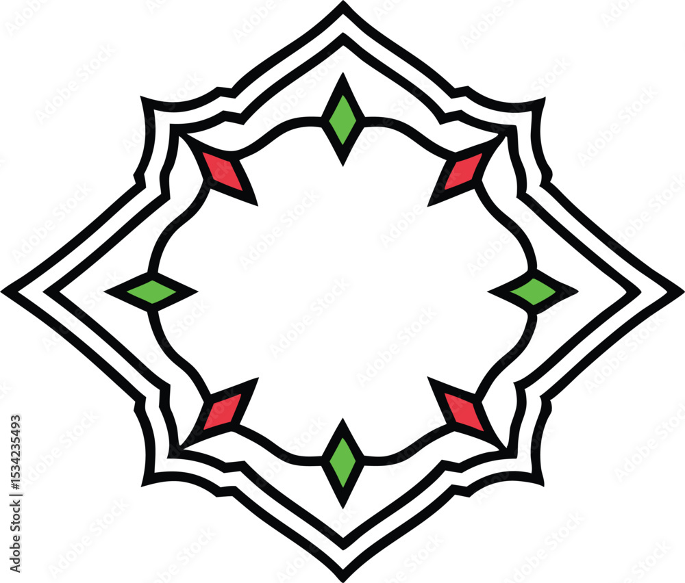 Poster elegant vector graphic featuring decorative frame with diamonds and geometric design element