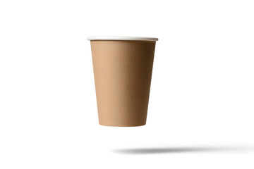 Brown Paper Disposable Cup Mock up Isolated on White
