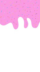 Pink liquid splash with rainbow springkles 