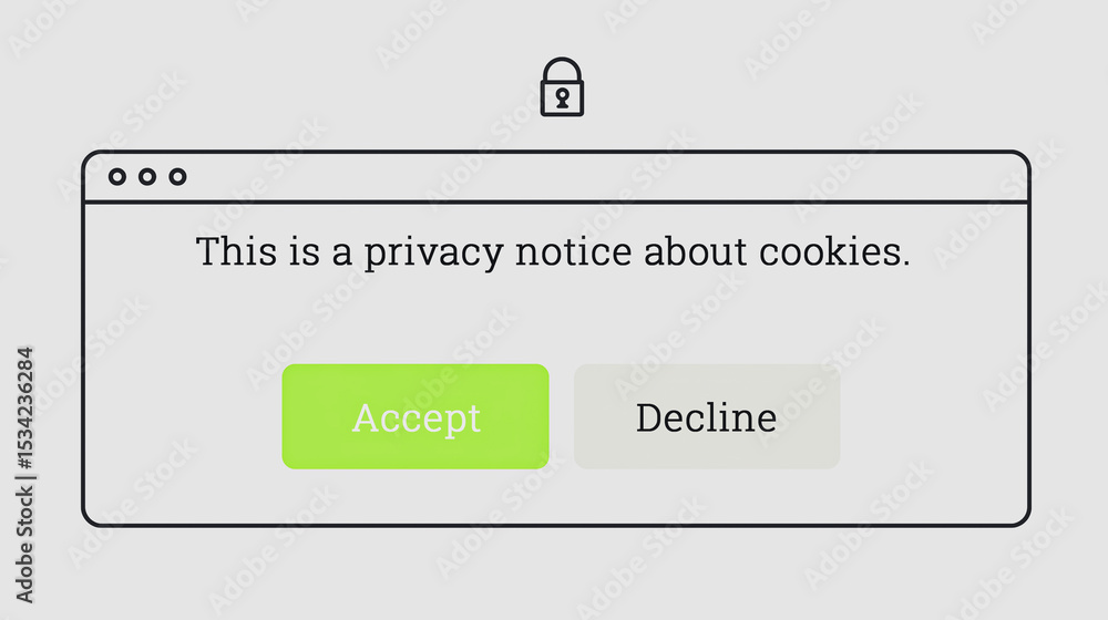 Poster privacy notice acceptance: a digital privacy notice pops up on a computer screen, offering options t