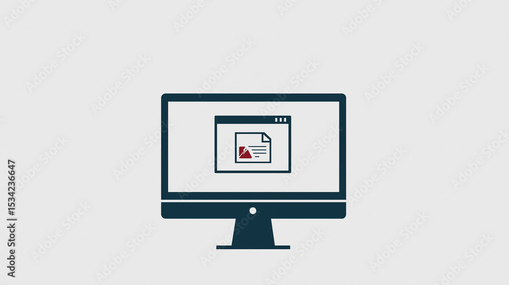 Poster Digital Document Displayed: Clean illustration showcasing a computer monitor displaying a digital document with simplicity.