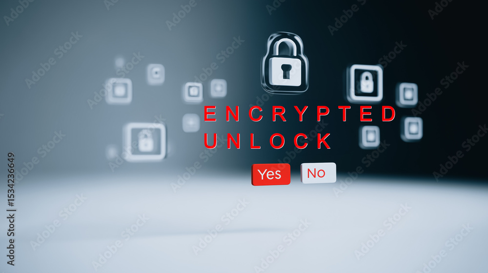 Poster digital security and encryption: a striking visual representation of digital security, with a promin