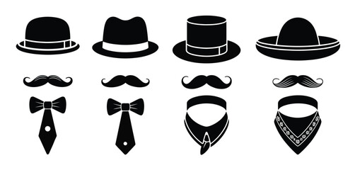 Classic Mens Fashion Accessories Icons Set