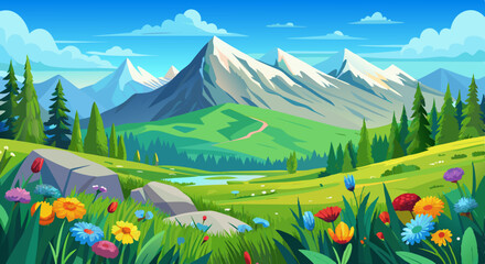 summer landscape with mountains