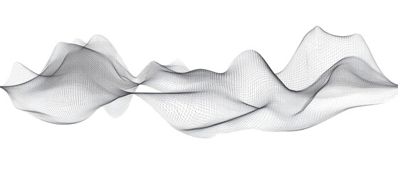 A 3D wireframe wave design, showcasing fluidity and movement, suitable for digital graphics and visualizations.