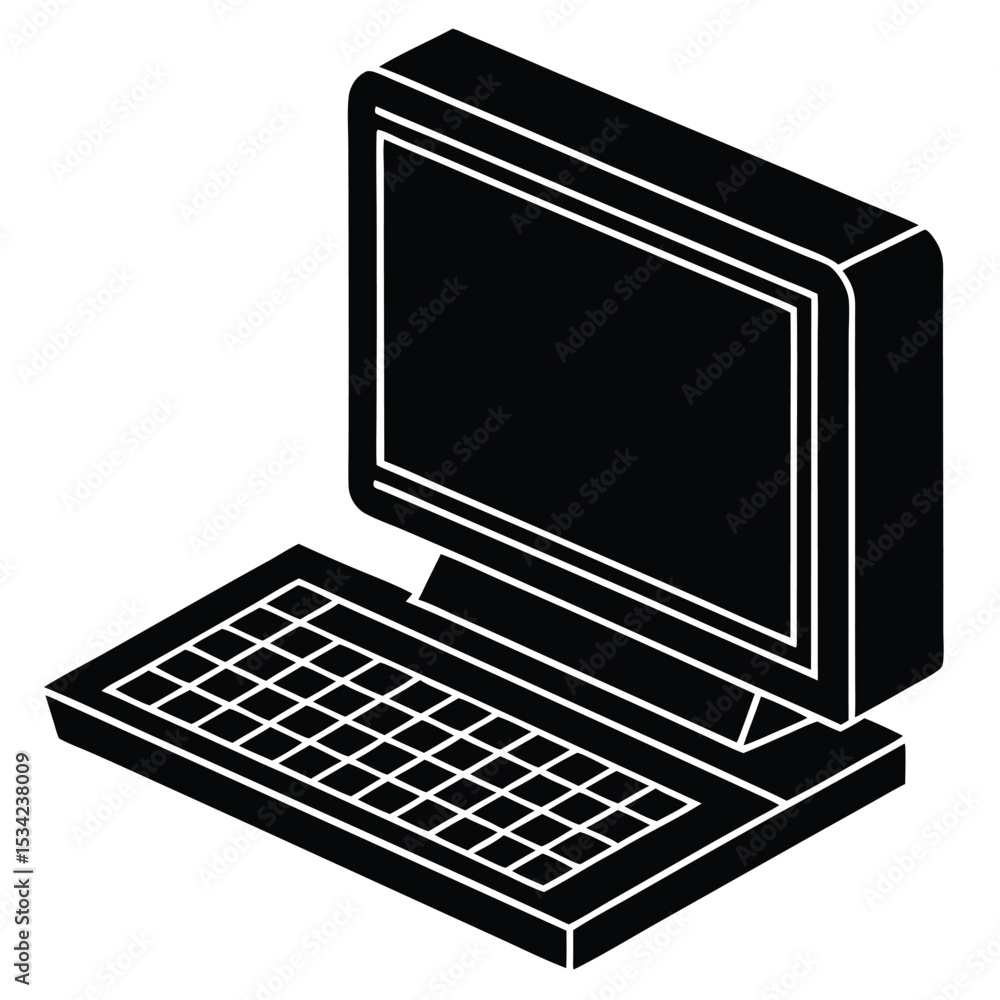 Poster accountant element isolated desktop computer on white background