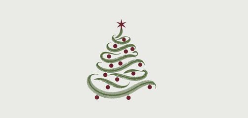 Elegant Swirl Christmas Tree Design with Ornaments