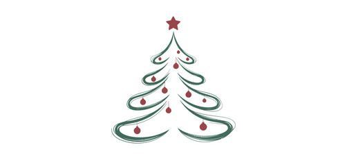 Simple Abstract Christmas Tree Design with Ornaments