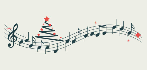 Christmas Music Notes with Stylized Tree Design