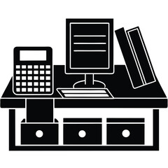 accountant element isolated office desk calculator on white background