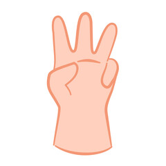 Obraz premium Chibi Hand Showing Number Three – Cute Flat Vector