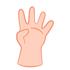 Chibi Hand Showing Number Four – Cute Flat Vector