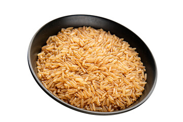 Brown rice whole grain cereal product superfood fresh tasty gourmet food background on the table rustic food top view copy space