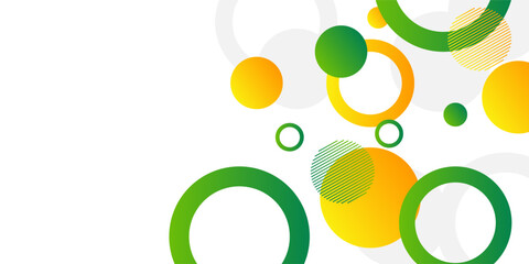 Green and yellow circle banner background. Vector abstract graphic design banner pattern background template, vector illustration