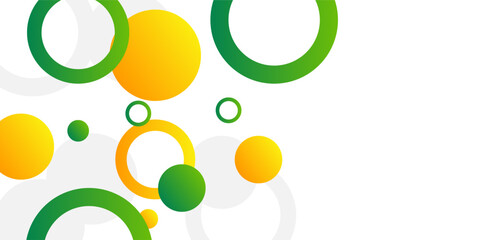 Green and yellow circle banner background. Vector abstract graphic design banner pattern background template, vector illustration