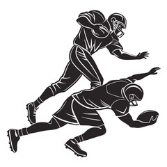 strong safety tackling black silhouette vector