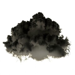 Single black cloud of smoke over white background