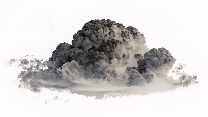 Single black cloud of smoke over white background