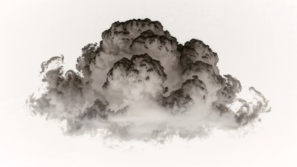 Fototapeta premium Single black cloud of smoke over white background