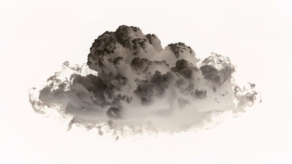 Single black cloud of smoke over white background