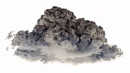 Fototapeta premium Single black cloud of smoke over white background