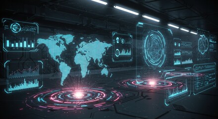 Global Network Data Visualization: Futuristic Interface