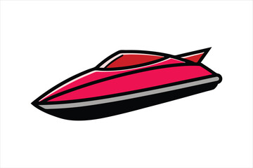 Naklejka premium Vector Art of Stylish Speed Boat in Red and Pink Color Scheme