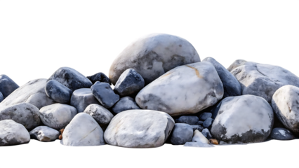 Pile of grey and white stones isolated on a white background png ai generated