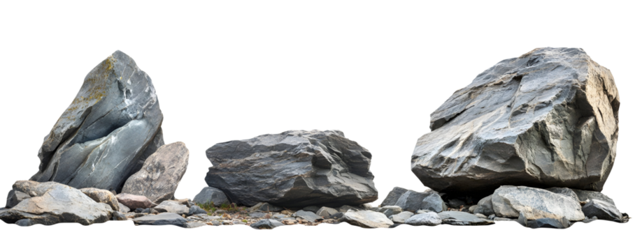 A group of large, natural rocks arranged closely together, showcasing their textured surfaces and varying shapes. Ideal for environmental or geological contexts.