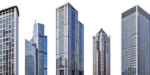 Modern city skyscrapers isolated on a white background png ai generated