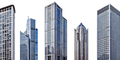 Modern city skyscrapers isolated on a white background png ai generated