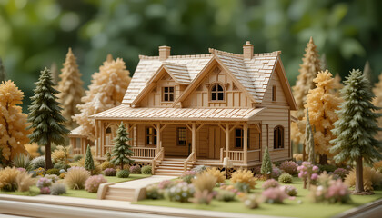 a wooden model of a house 4k pc wallpaper