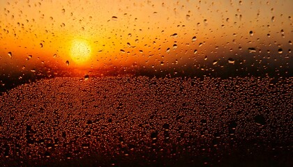 Seamless background featuring golden sunshine filtering softly through dark glass, illuminating delicate water drops. This atmospheric texture evokes warmth, depth, and serenity, perfect for design, b