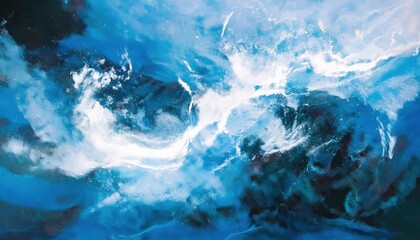 vivid abstract whirlpool in deep blue and white resembling turbulent ocean current with fluid texture, ideal for branding, web design, modern art or print background

