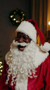 4K UHD Video of a Jolly Black Santa