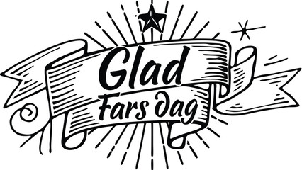 Elegant black and white swedish glad fars dag banner illustration with retro vintage design elements perfect for fathers day celebrations