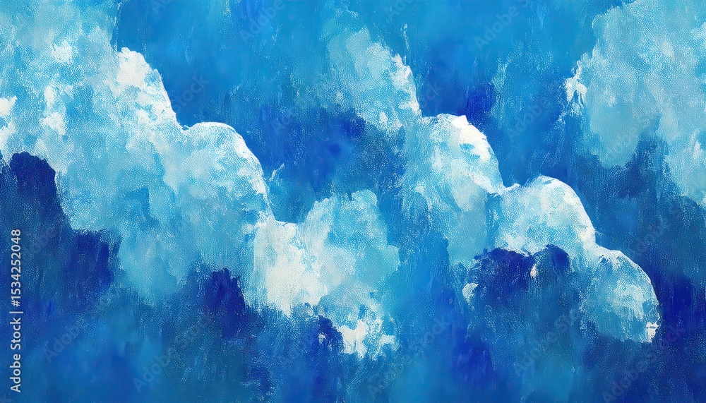 Poster ethereal blue abstract with dynamic icy textures and painterly strokes, evoking arctic motion and fl