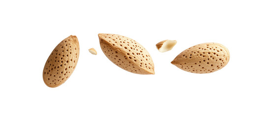 The image features several almonds, showcasing their natural texture and shape, ideal for food-related content.