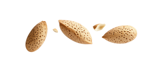 The image features several almonds, showcasing their natural texture and shape, ideal for food-related content.