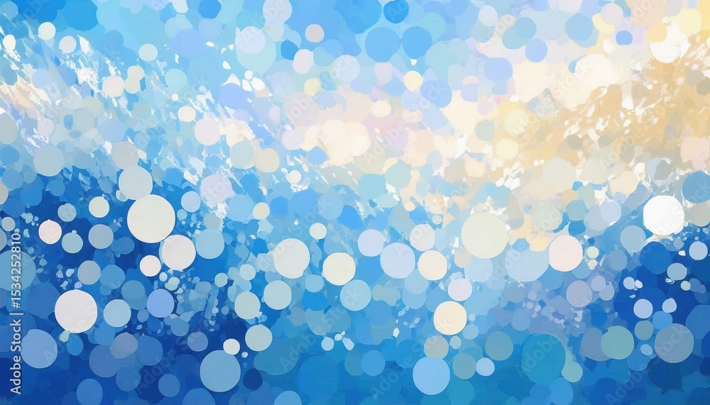 Poster abstract blue and cream pastel bubble blur background with soft bokeh circles and textured strokes for modern web design, print template, branding, or packaging graphic

