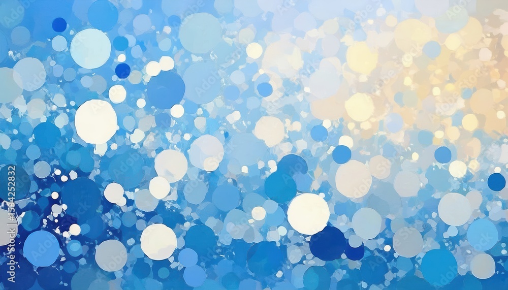 Poster abstract blue and cream pastel bubble blur background with soft bokeh circles and textured strokes f