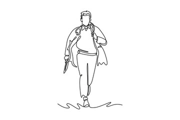 Public service concept. Single line draw design. Full length animation illustration. High quality 4k footage	