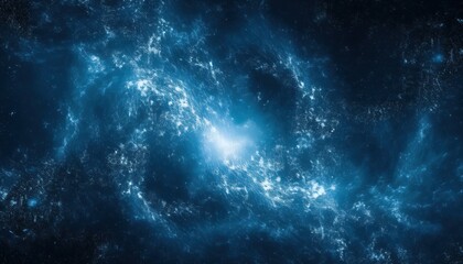 Fototapeta premium glowing blue galactic vortex with swirling nebula and cosmic dust perfect for sci-fi web design, tech branding, abstract print, or futuristic concept art