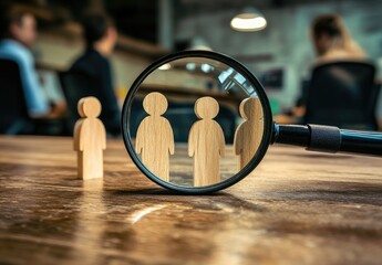Wooden figures under a magnifying glass (1)