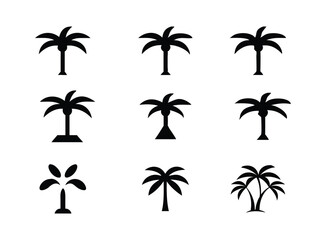 Naklejka premium Set of plam tree icon on white background